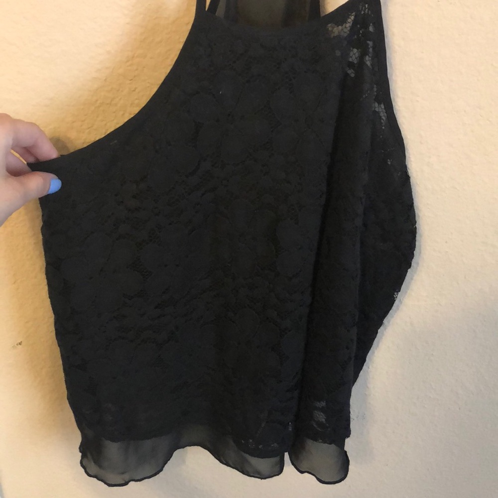 Black Lace Halter Top